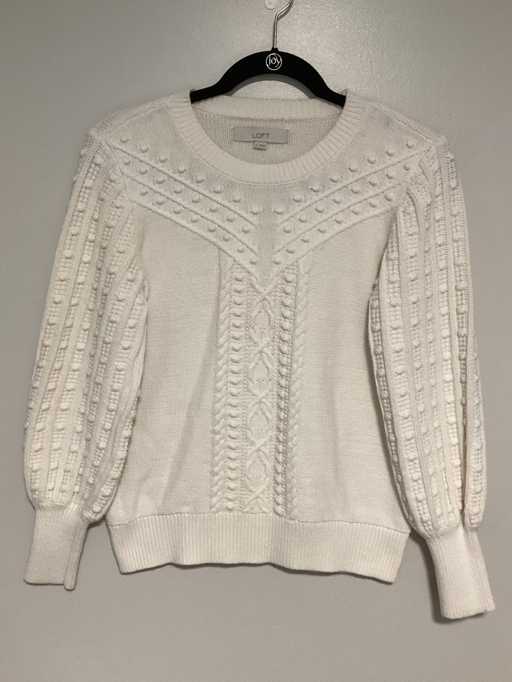 Loft Sweater Women Top Size M Cream White Long Sleeves Crew Neck Pullover